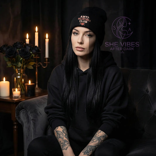 Single Life Quote Beanie – Anti-Valentine’s Club Funny Broken Heart Hat for Him Yoycol Beanie SHE VIBES AFTER DARK