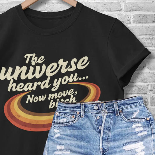 Retro Grunge Galaxy Graphic Tee: Unisex Black Cosmic Print T-Shirt SHE VIBES