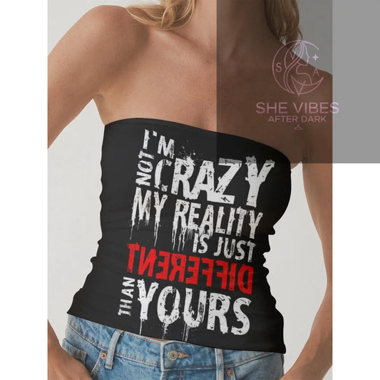 All-Over Print Women's Double-Layer Strapless Top Yoycol   SHE VIBES AFTER DARK