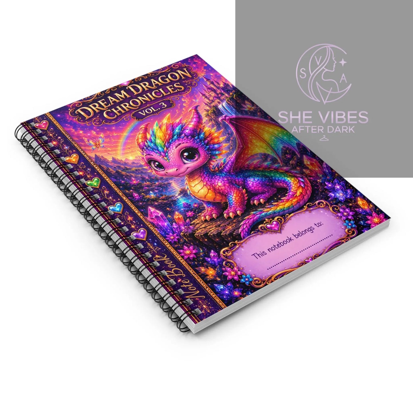 Copy of Ruled Notebook — Dream Dragon Chronicles Vol. 3 Rainbow Fantasy Journal Printify  Paper products SHE VIBES AFTER DARK
