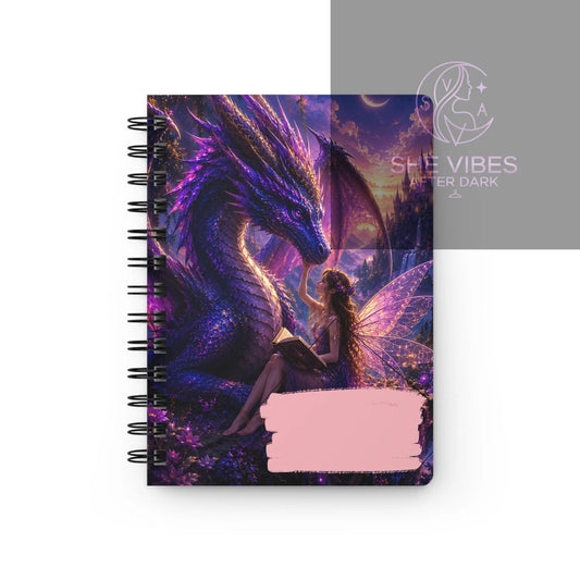 Fantasy Dragon Fairy Spiral-Bound Journal — Purple Magical Writing Notebook Printify  Paper products SHE VIBES AFTER DARK