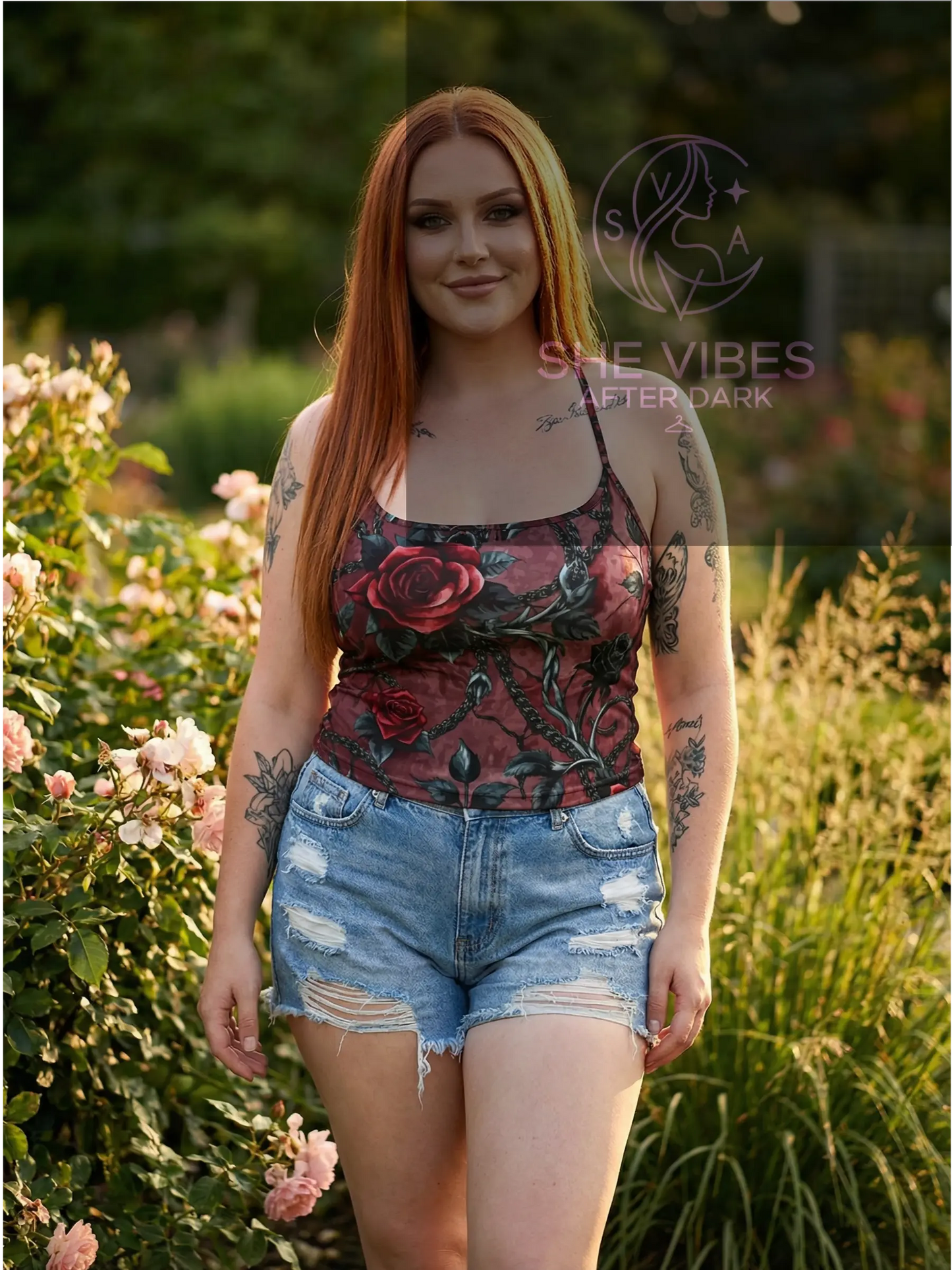 Gothic Floral Print Cami Top – Rose & Vine Tank Top – Aesthetic Y2K Grunge Style – Sleeveless Summer Crop Yoycol  Cami Top SHE VIBES AFTER DARK