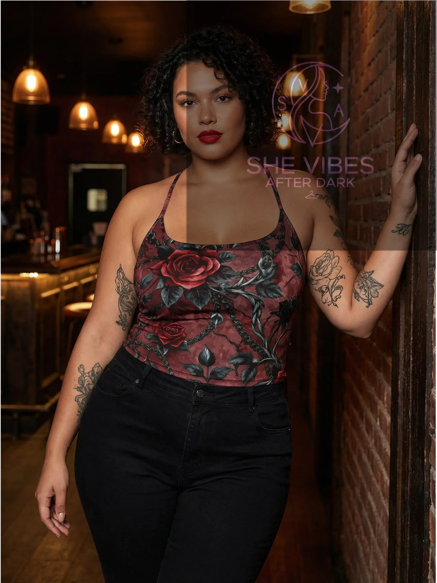 Gothic Floral Print Cami Top – Rose & Vine Tank Top – Aesthetic Y2K Grunge Style – Sleeveless Summer Crop Yoycol  Cami Top SHE VIBES AFTER DARK