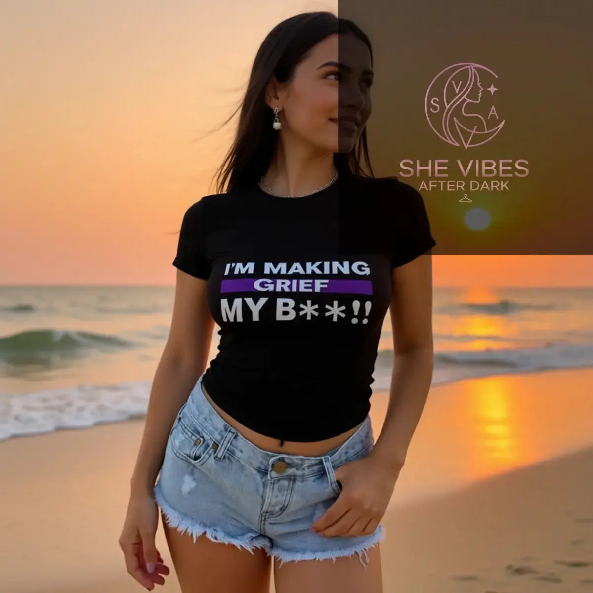 Grief Is My Bitch Shirt – Single Life Empowerment Tee for Independent Women | Anti-Settling Confidence Apparel - SHE VIBES AFTER DARK