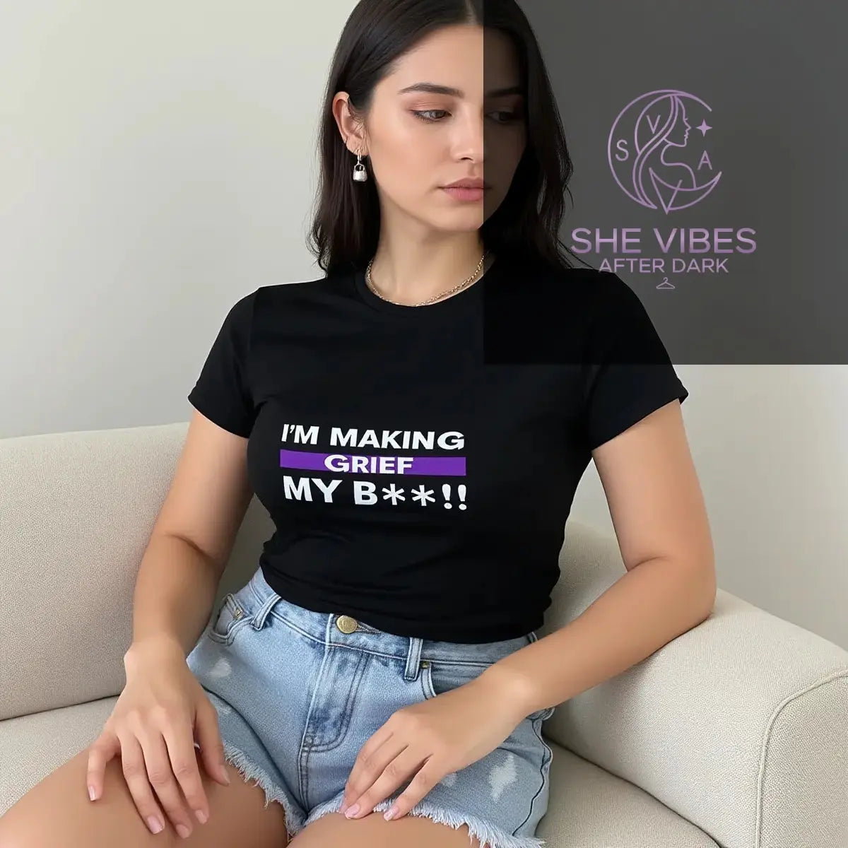 Grief Is My Bitch Shirt – Single Life Empowerment Tee for Independent Women | Anti-Settling Confidence Apparel - SHE VIBES AFTER DARK