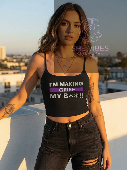 Grief Recovery Black Cami Shirt for Women Yoycol  Cami SHE VIBES AFTER DARK