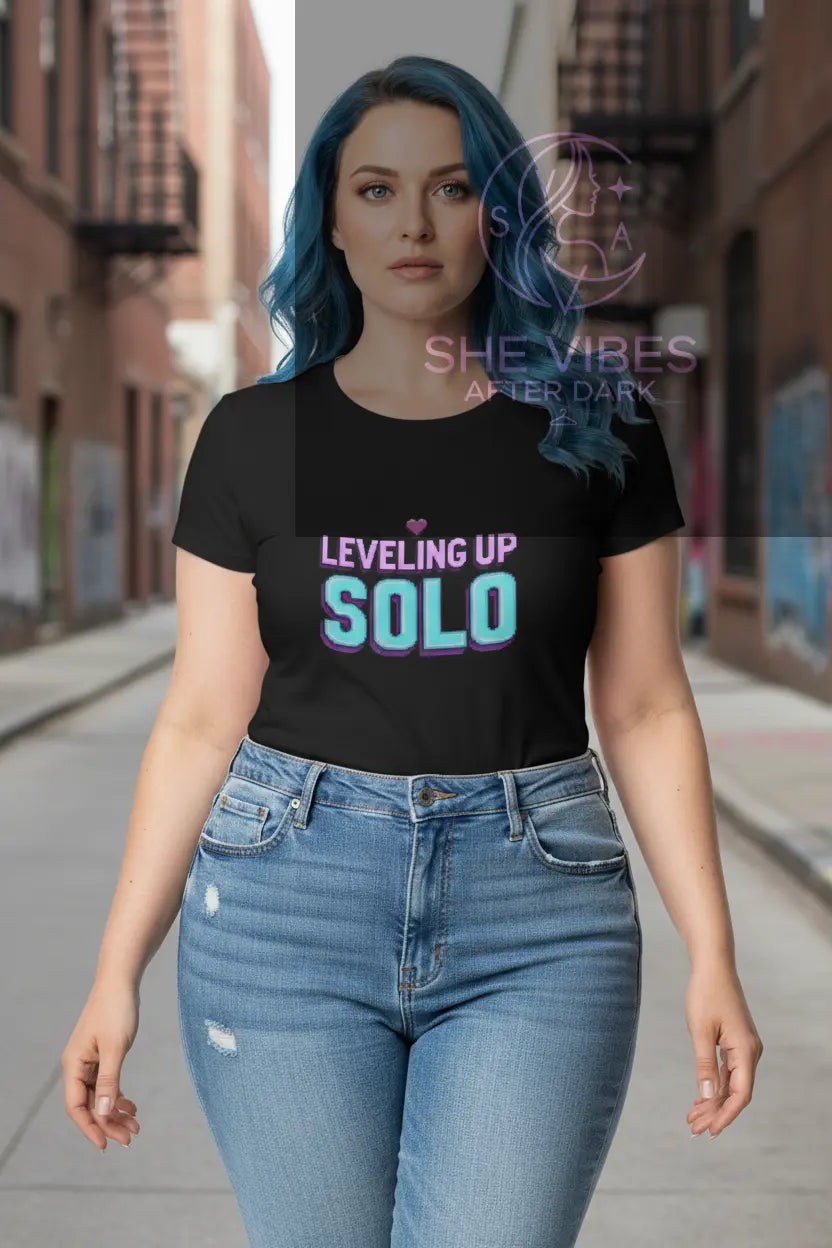 Leveling Up Solo T-Shirt, Single Life Shirt, Independent Woman Gift, Empowered Girl Top, Anti-Valentine's Day Tee