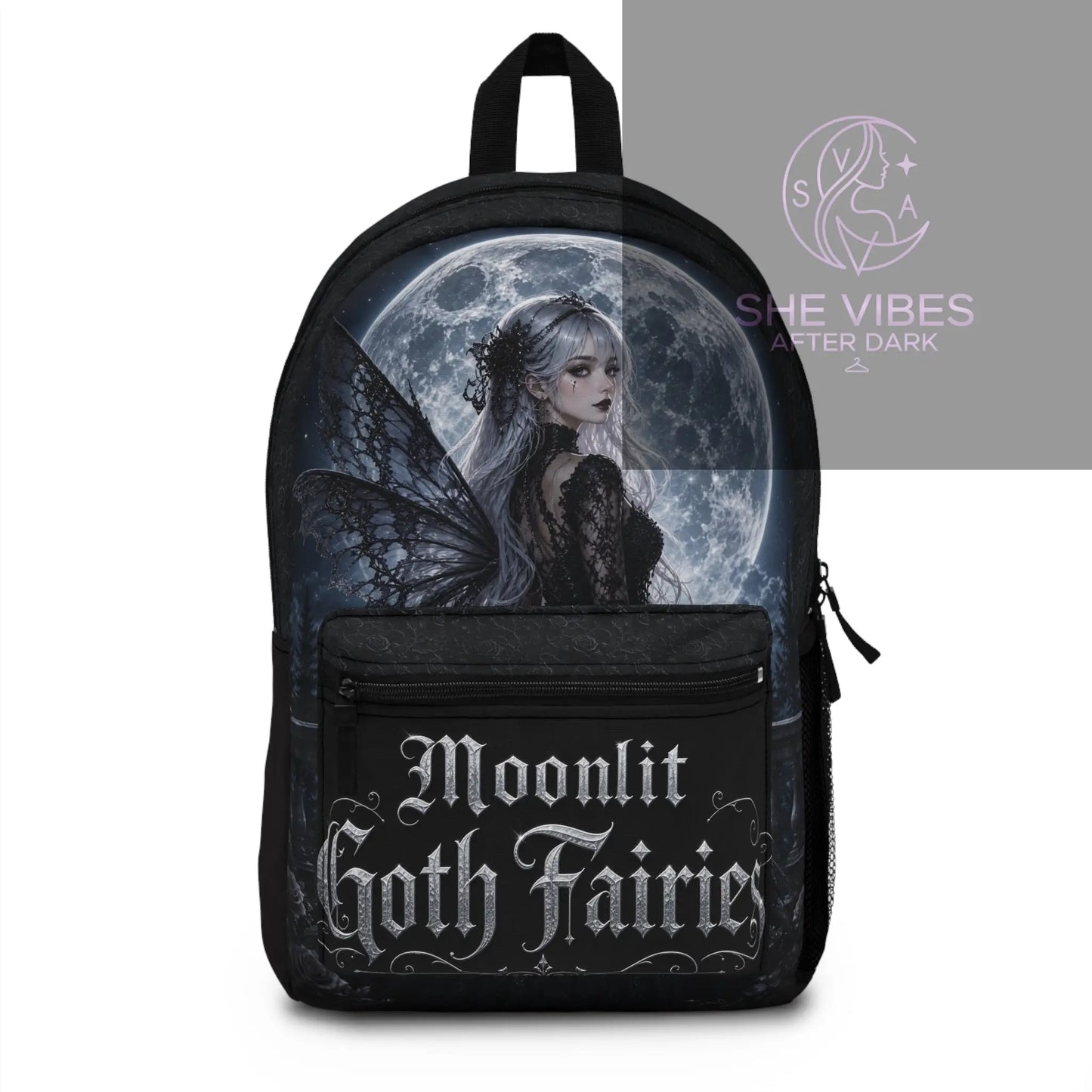Moonlit Goth Fairies Backpack | Gothic Fairy Moonlight Design Printify  Bags SHE VIBES AFTER DARK