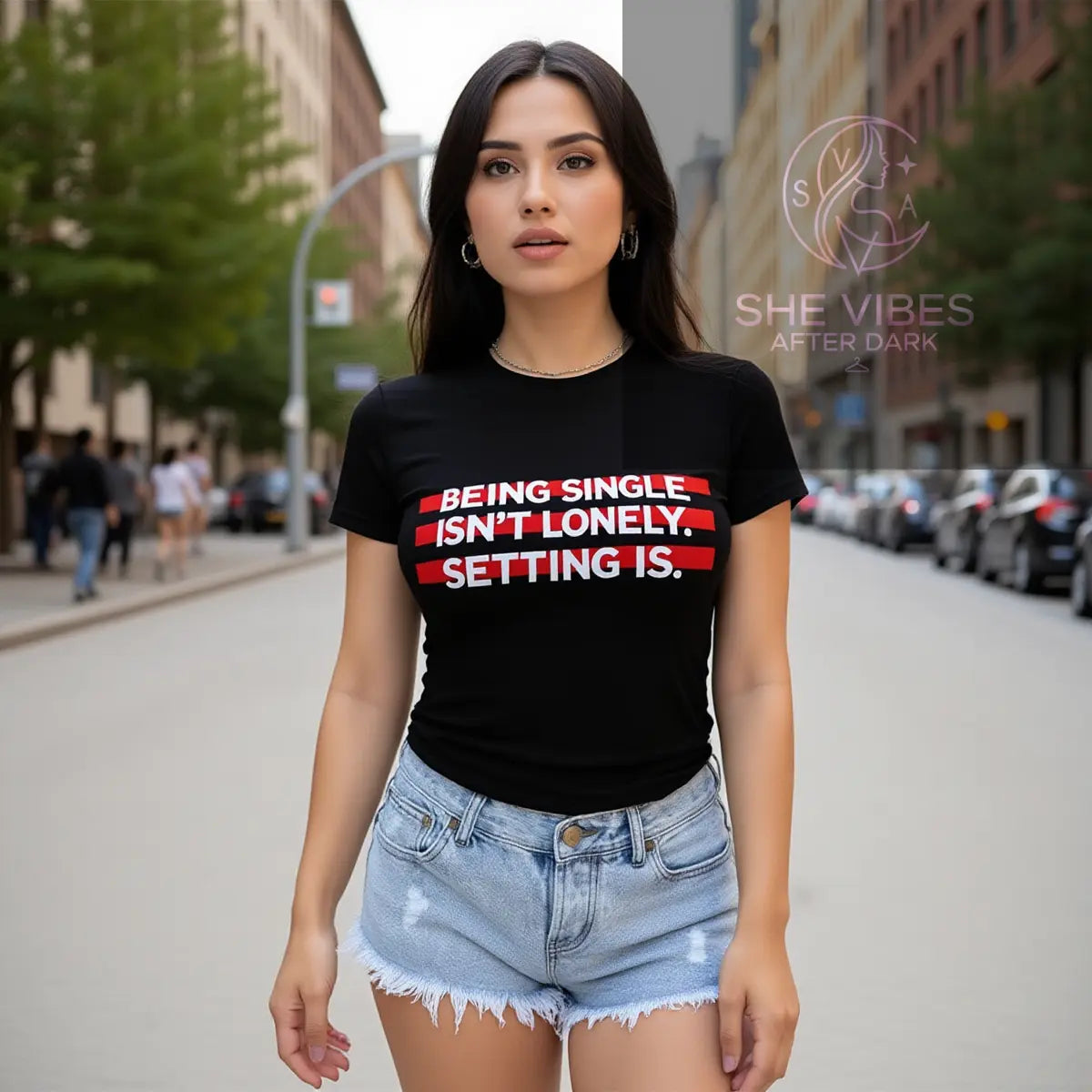 Settling Is Lonely Tee | Edgy Single Life Shirt | Empowerment Apparel for Women, Self Love T-Shirt, - SHE VIBES AFTER DARK
