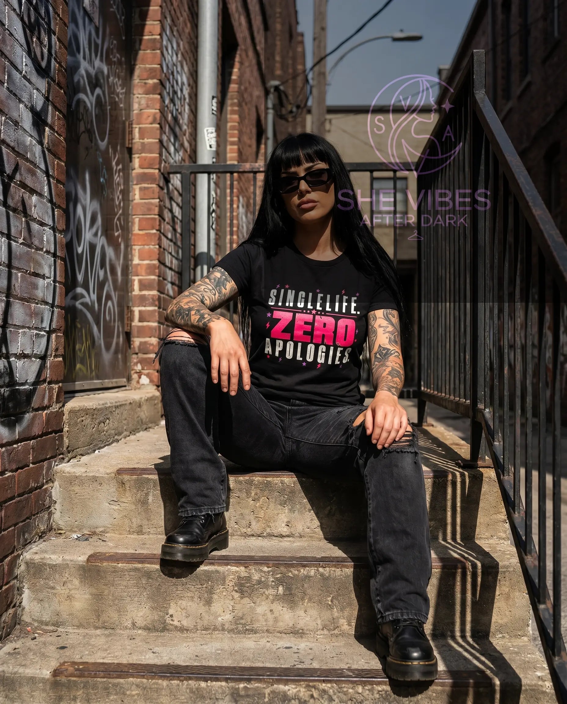Single Life. Zero Apologies. Women's Tee Printify  T-Shirt SHE VIBES AFTER DARK
